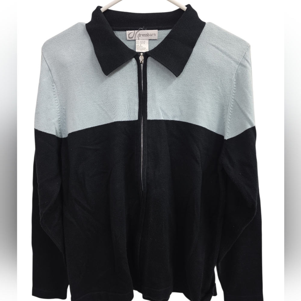 Dressbarn Colorblock Zipper Cardigan Size Small